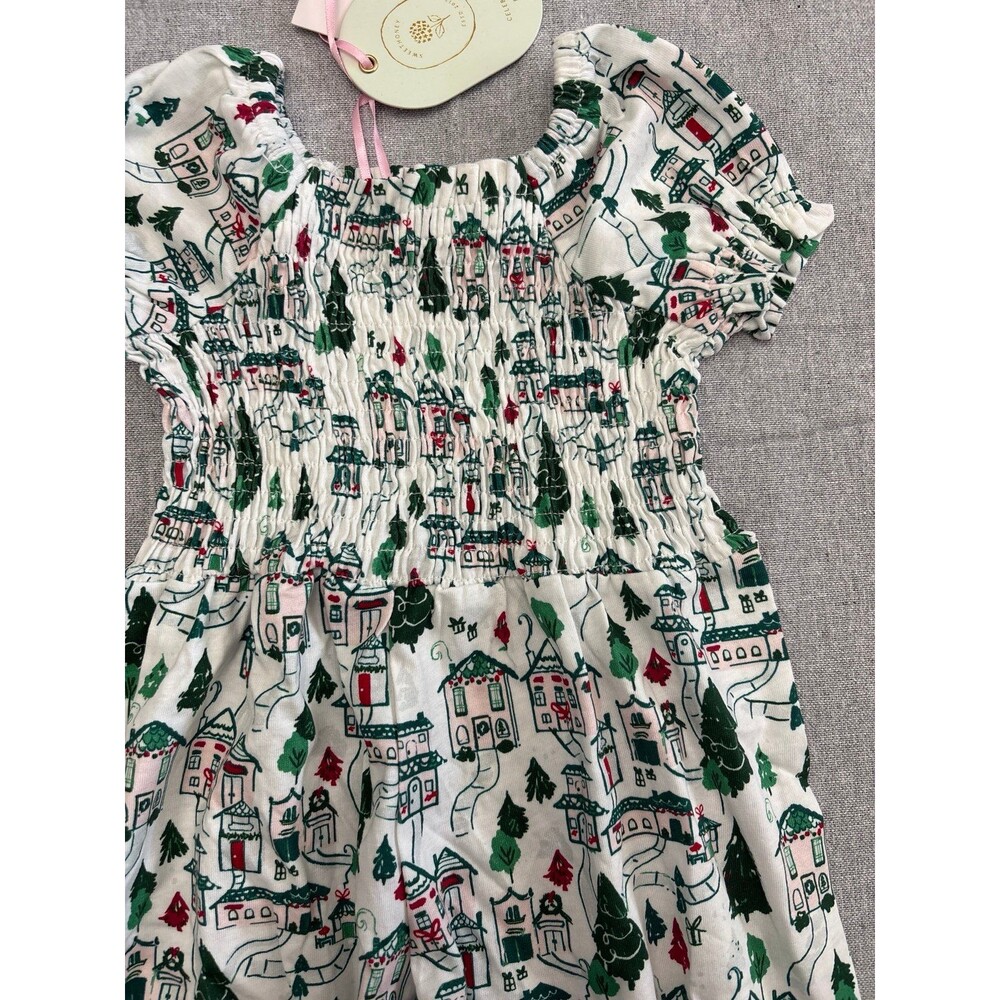 SweetHoney Christmas Town Smocked Romper 12m NWT